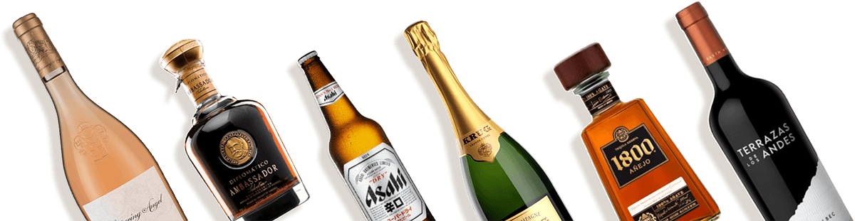 6 alcohol bottles - Champers Dtrinks