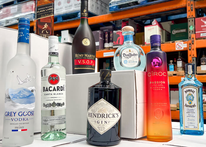 a collection of spirit bottles - champers drinks