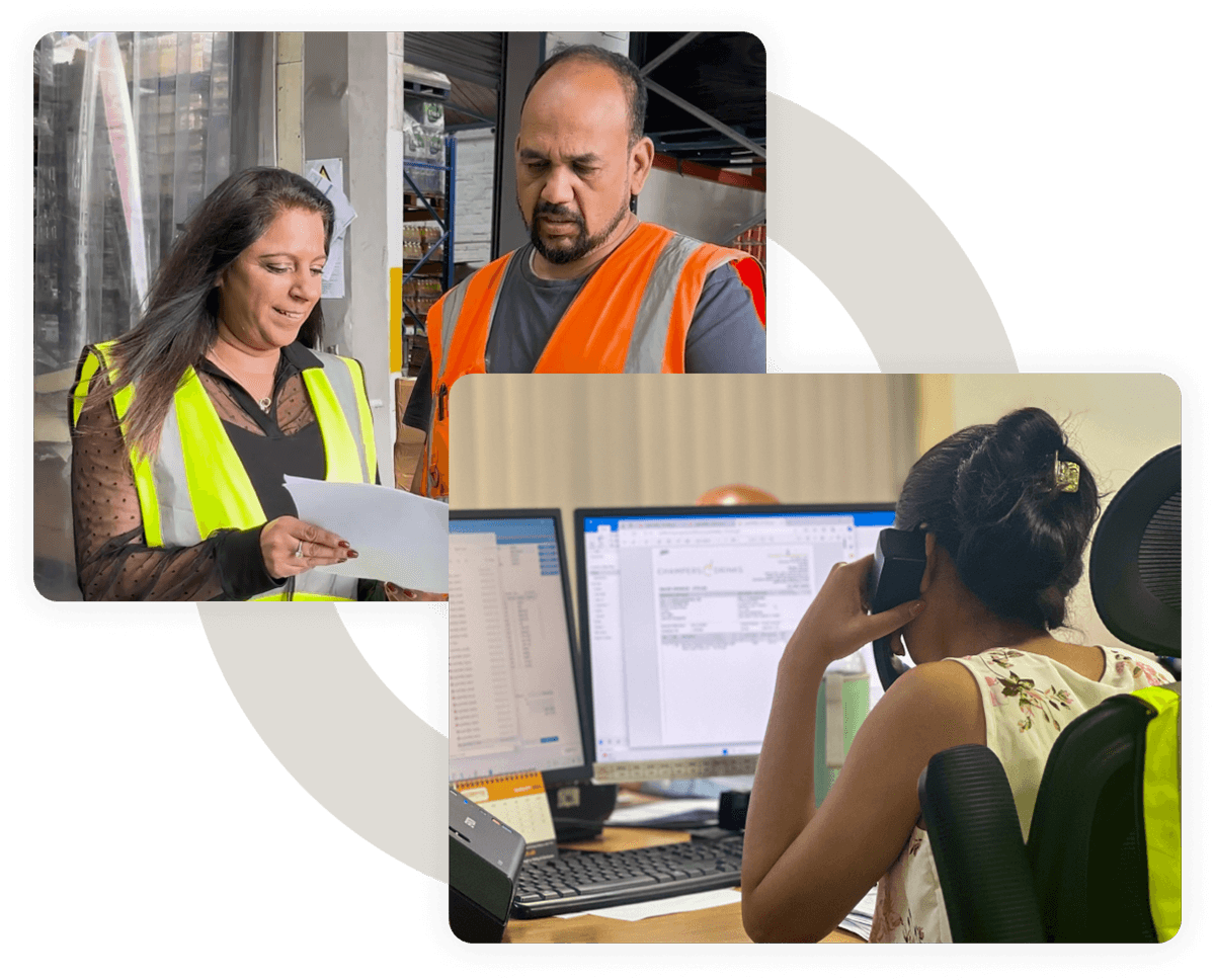 Sales and wearhouse teams preparing orders from customers - Champers Drinks
